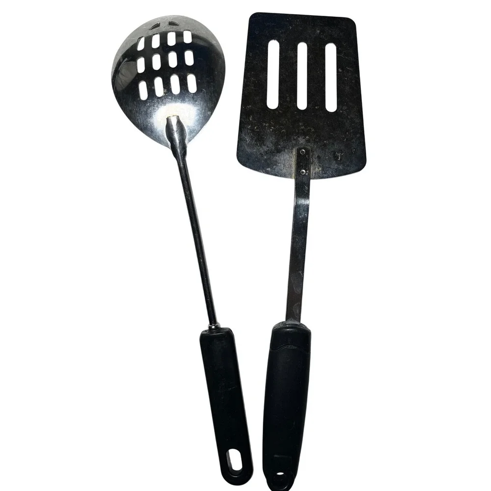 Good Cook Spatula Slotted Spoon Set Black‎ Silver Kitchen Utensils